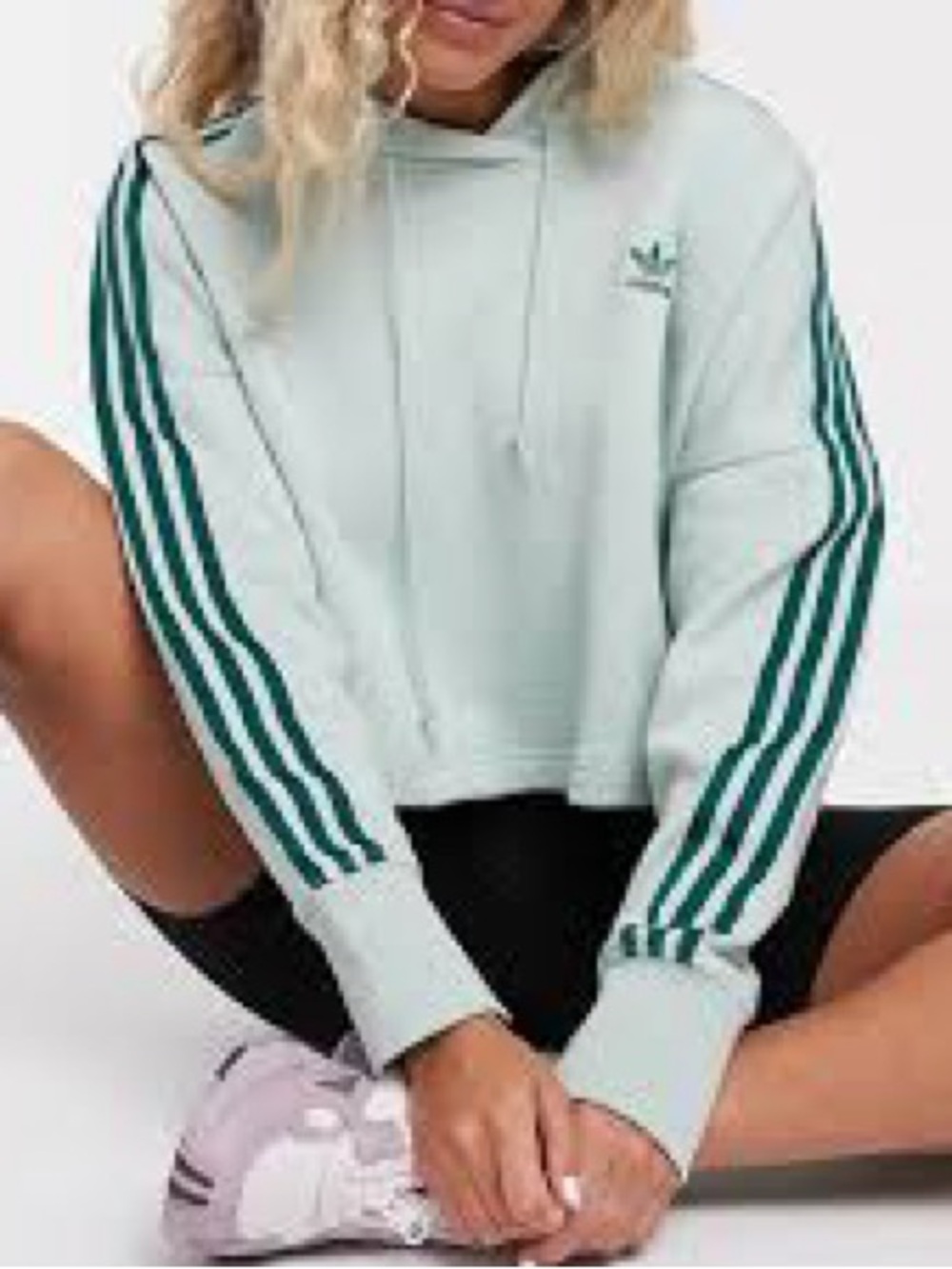 adidas Mint Green Pullover Women’s Hoodie with Trefoil Label - XL